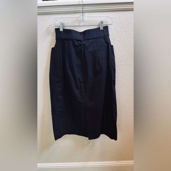 Uniqlo 100% Cotton Black Belted Midi Skirt Size 8 - Picture 3 of 5